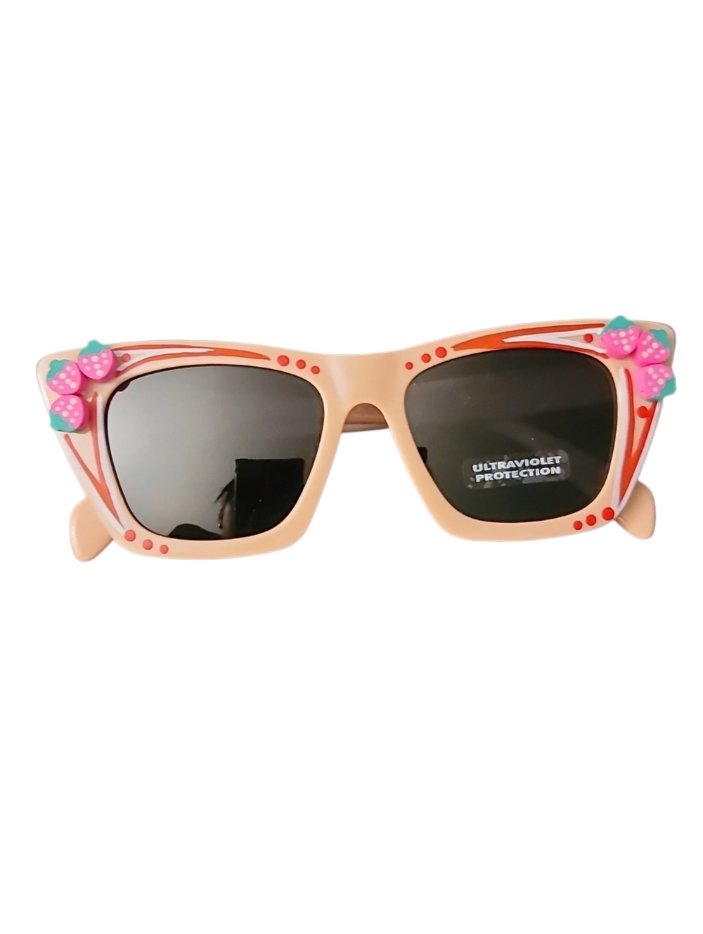 Pink Pinstripe Strawberry Accent Sunglasses - UV Protection